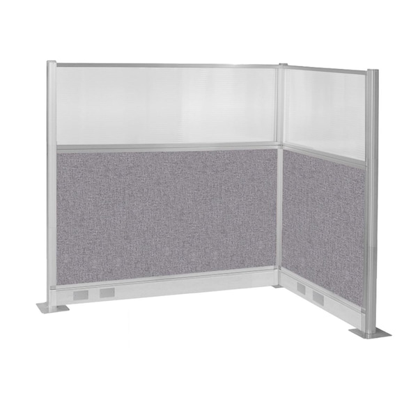 Pre-Configured Hush Panel Electric Cubicle (L Shape) 6' x 4' w/ Window Cloud Gray Fabric